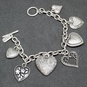 Aero 1987 Silver Heart Charm Bracelet